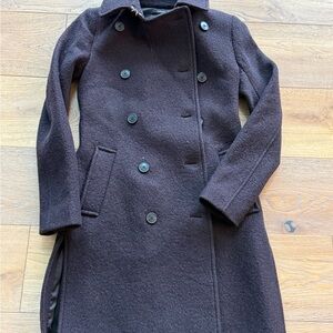 Club Monaco Dark Brown Double-Breasted Pea Coat